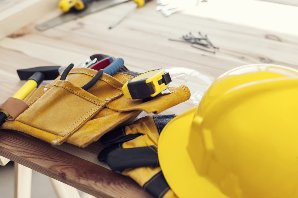 Workplace of professional construction worker
